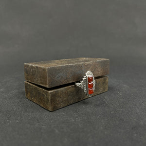 Art Deco silver ring with red agate