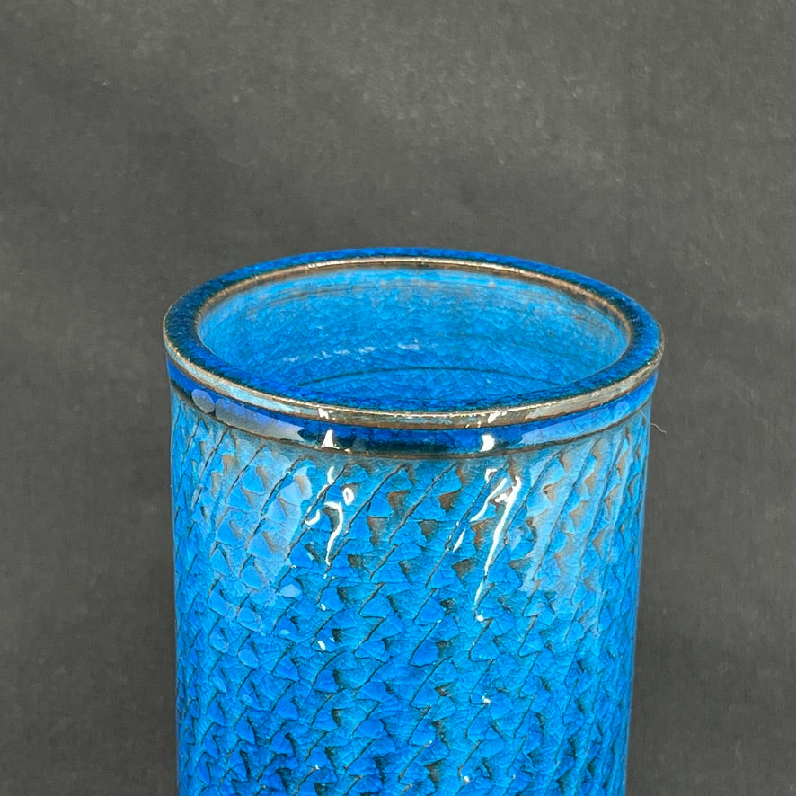 Kähler vase med blå glasur, 19,5 cm.