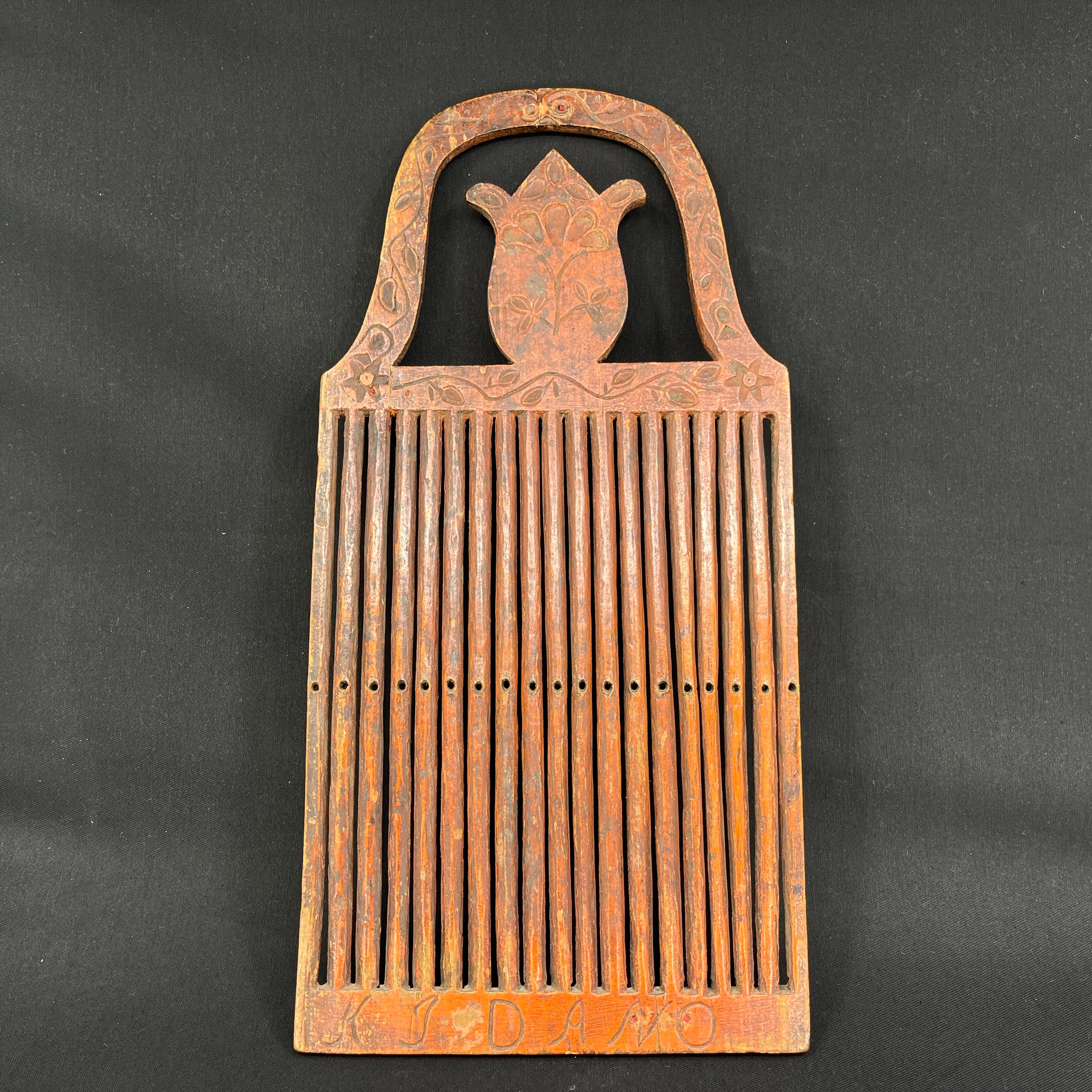 Antique elm weaving damper from 1808