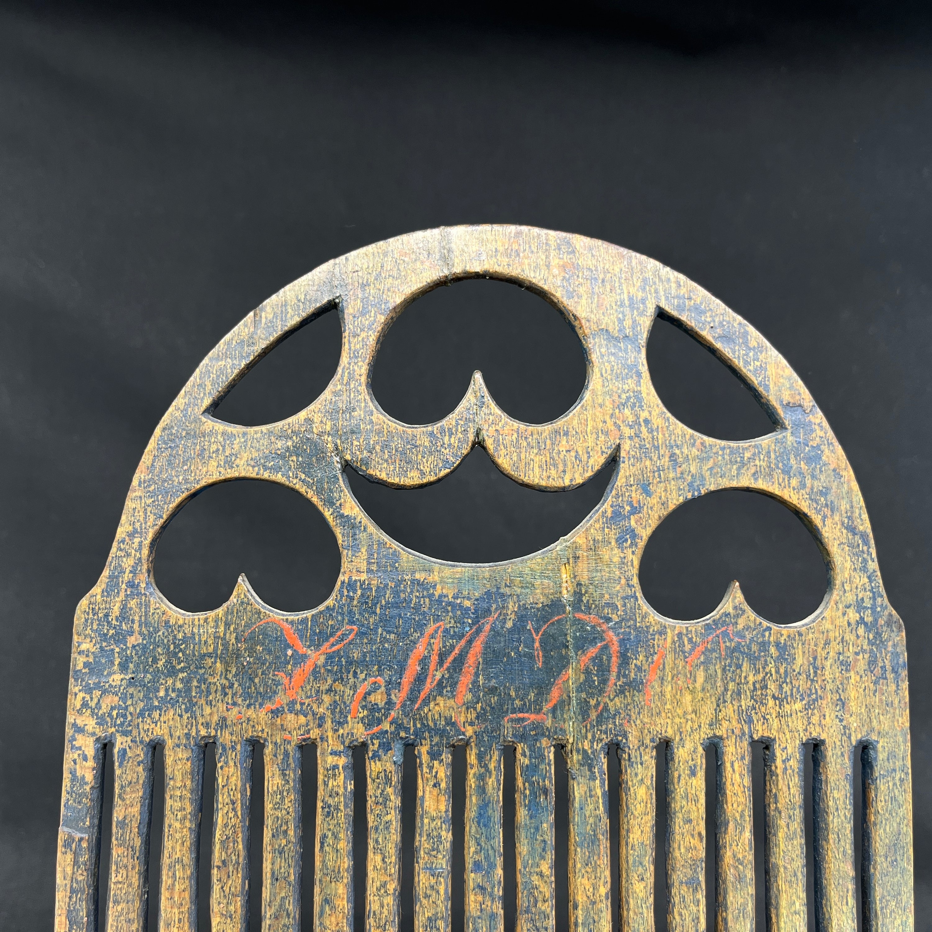 Antique elm weaving damper from 1844