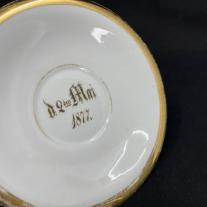 Stor morgenkop med motiv af gademiljø - 1877