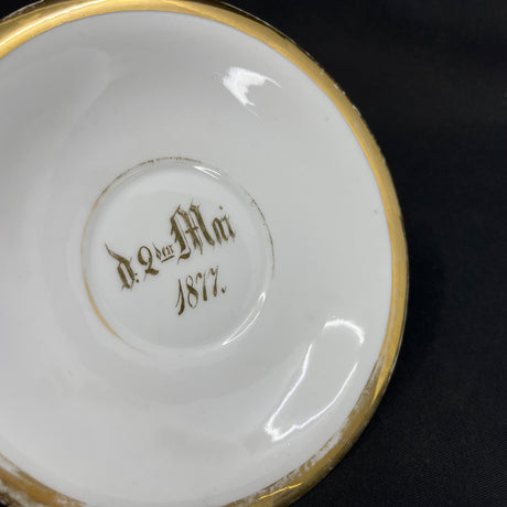 Stor morgenkop med motiv af gademiljø - 1877