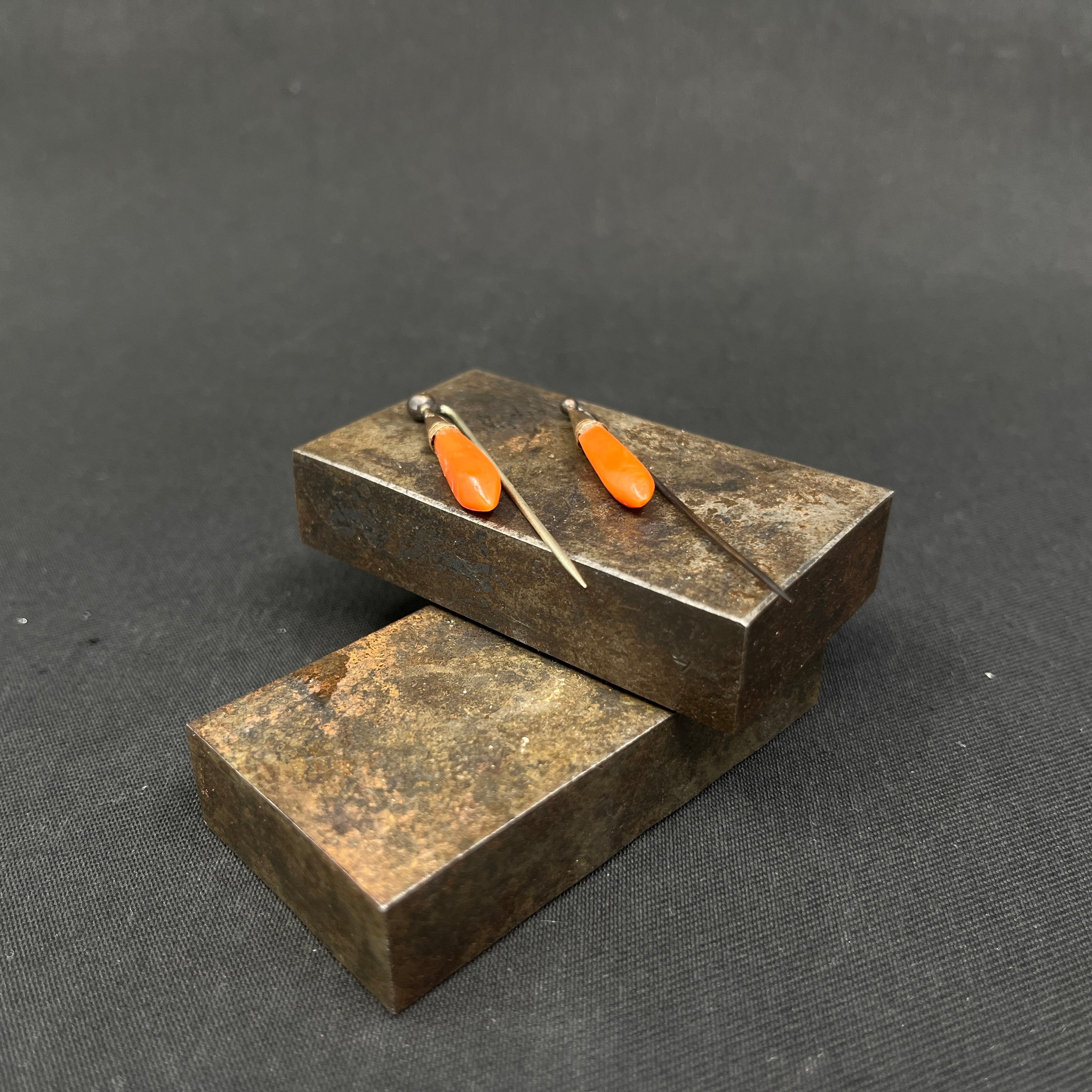 Set of pins with coral - late 1800's
