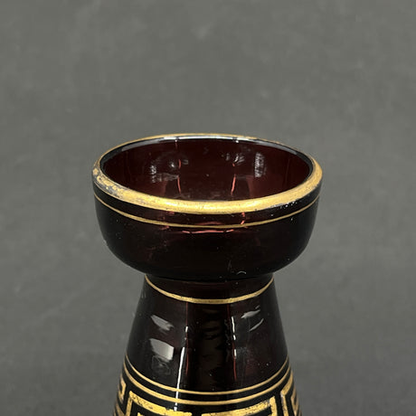 Rare manganese tulip glass from Holmegaard with gold