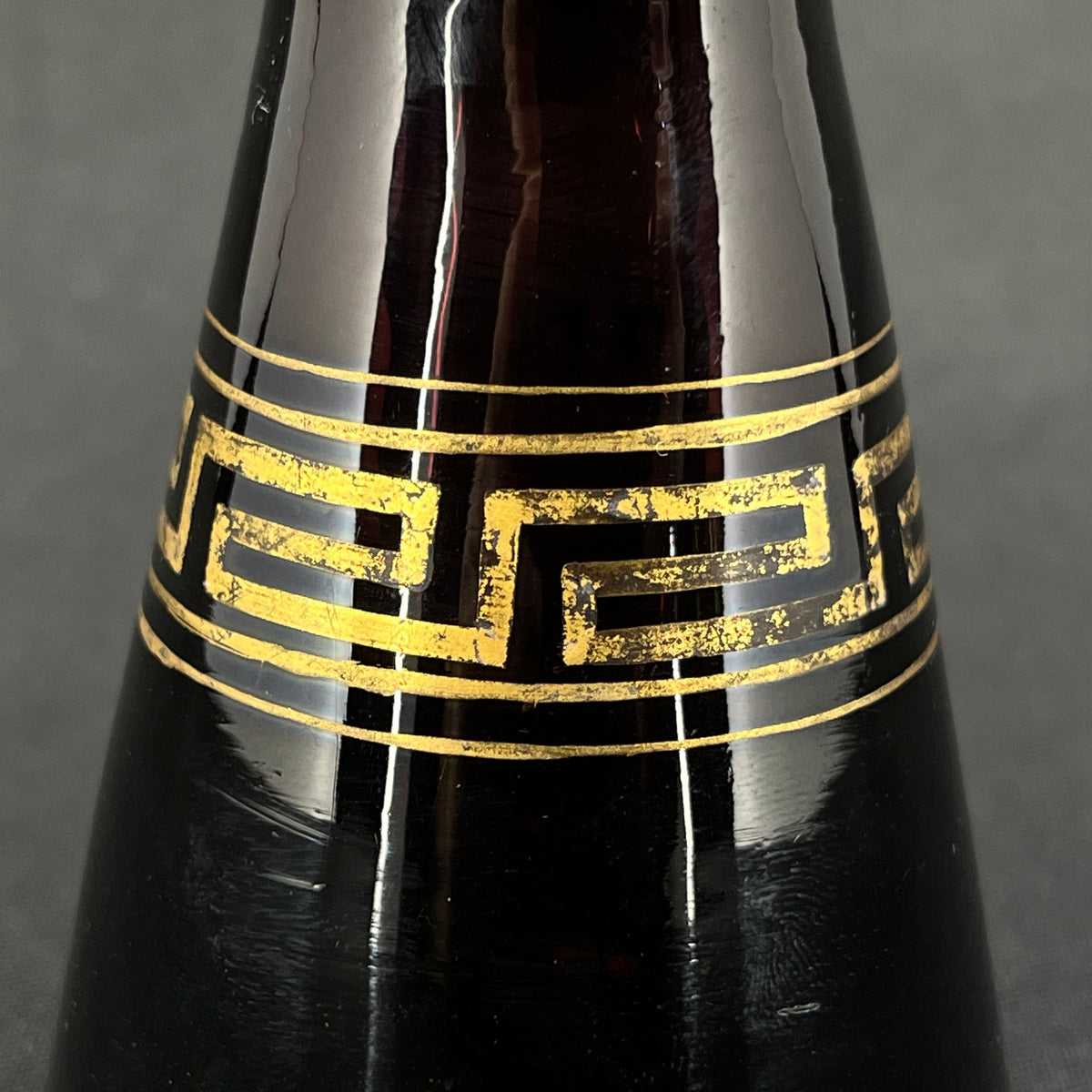 Rare manganese tulip glass from Holmegaard with gold