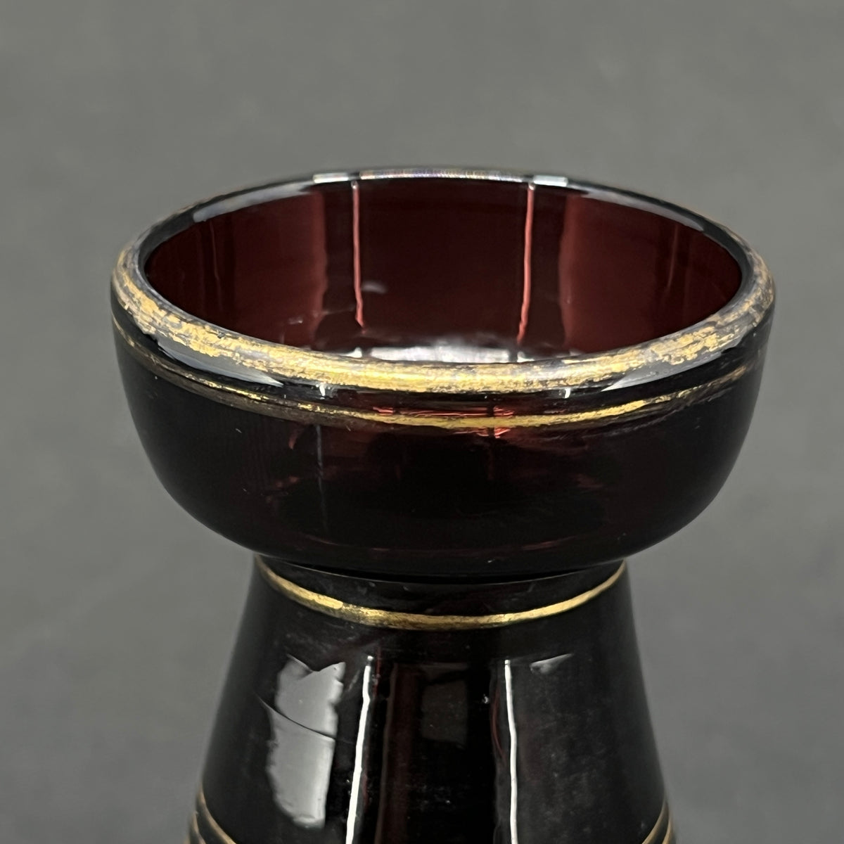 Rare manganese tulip glass from Holmegaard with gold