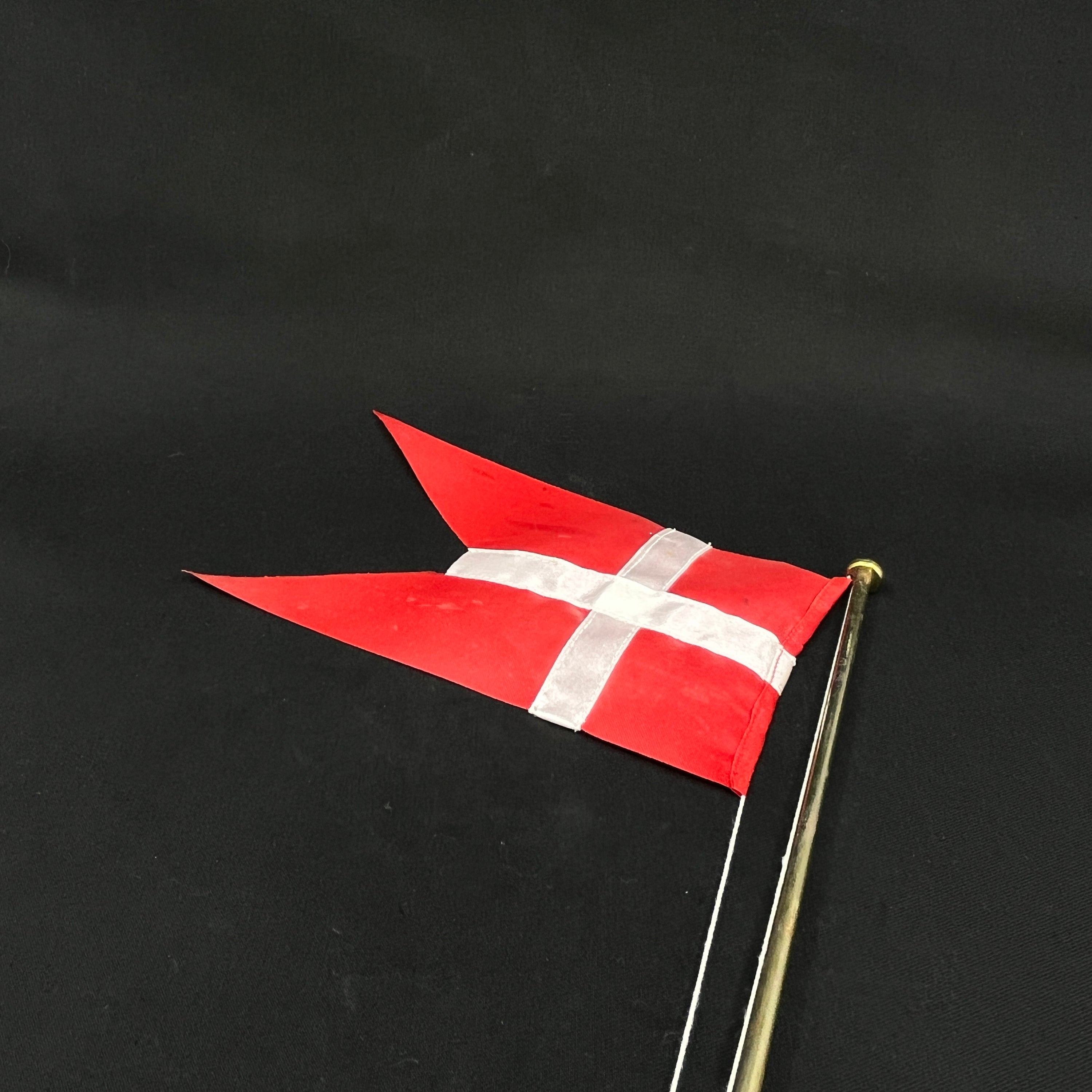 Large brass flagpole with viking ship