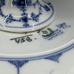 Blue Fluted Plain dish on foot, 1/458, 1898-1923.