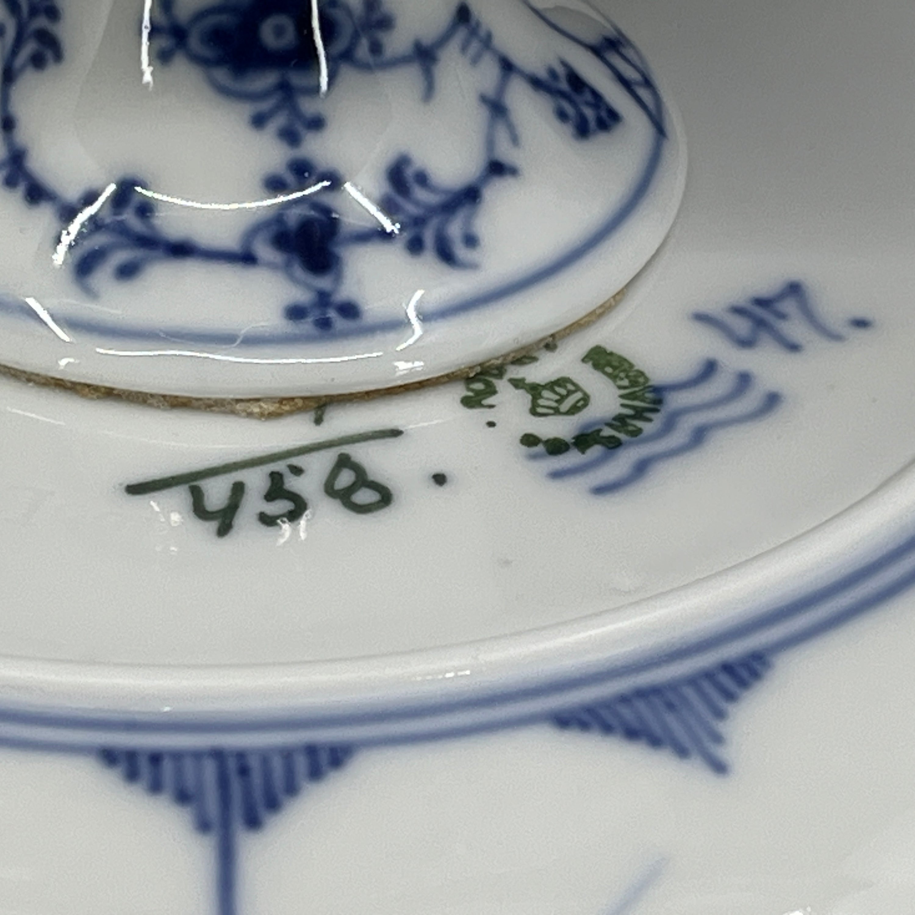 Blue Fluted Plain dish on foot, 1/458, 1898-1923.