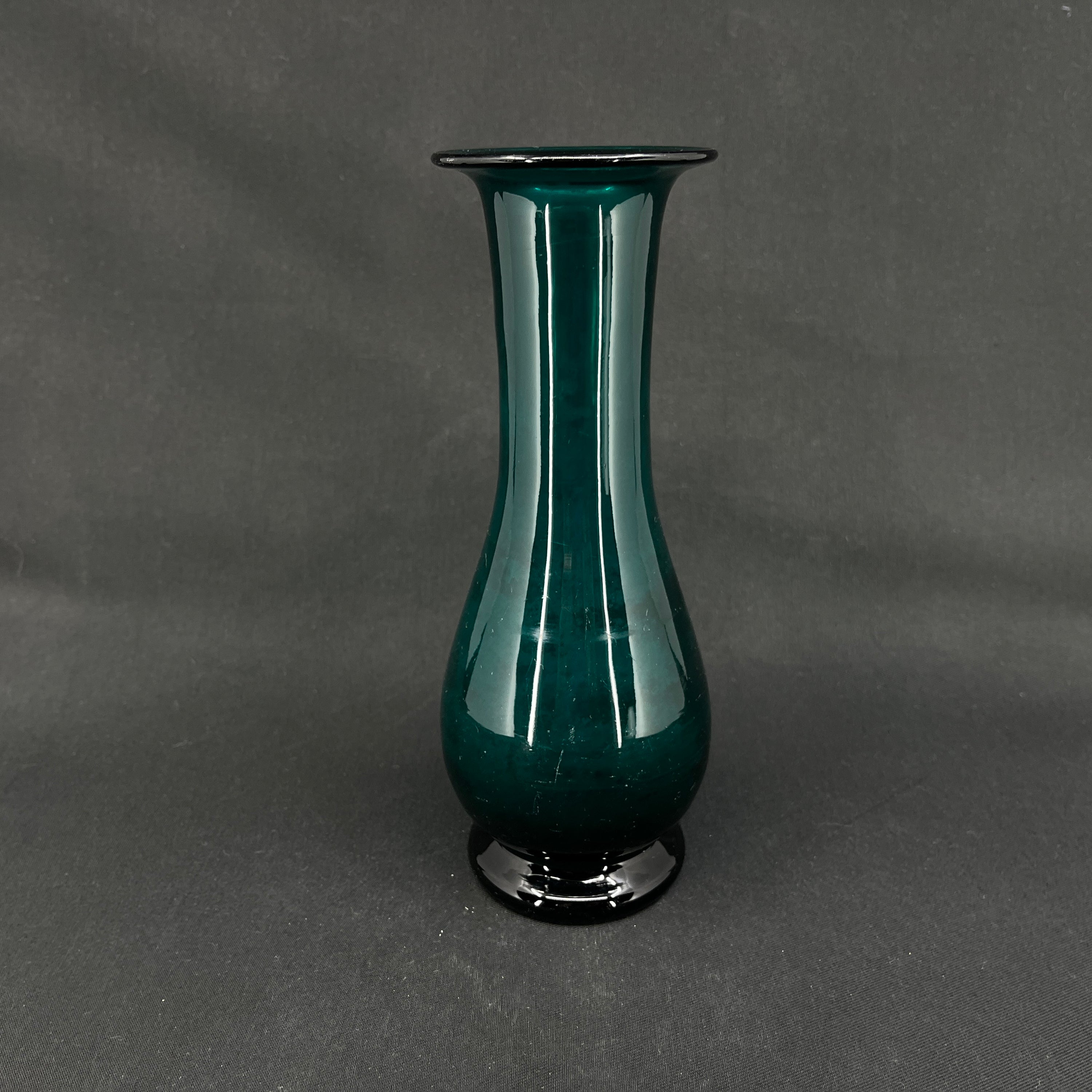 Petroleum green hyacinth glass from Holmegaard - baluster-shaped