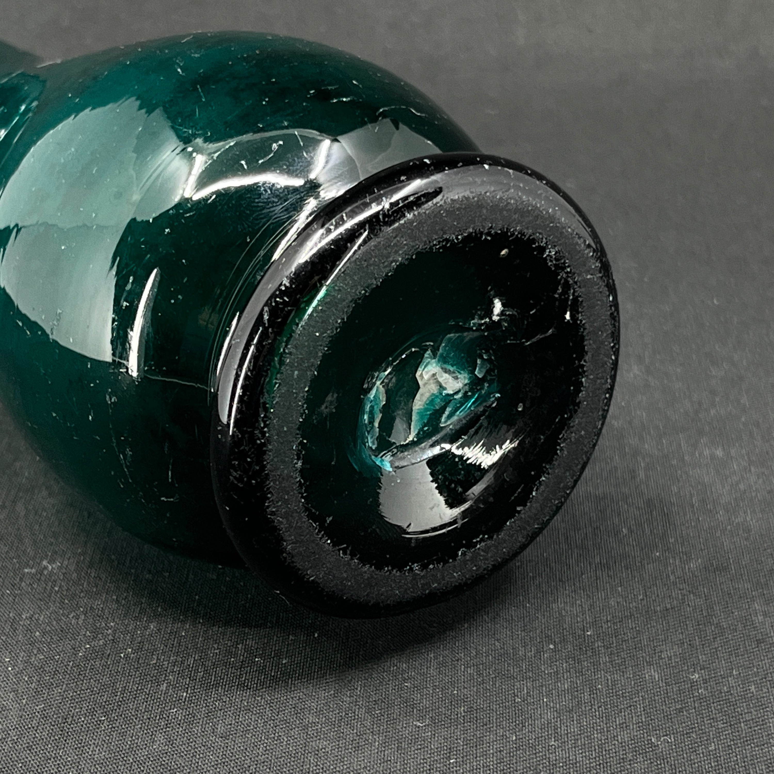 Petroleum green hyacinth glass from Holmegaard - baluster-shaped