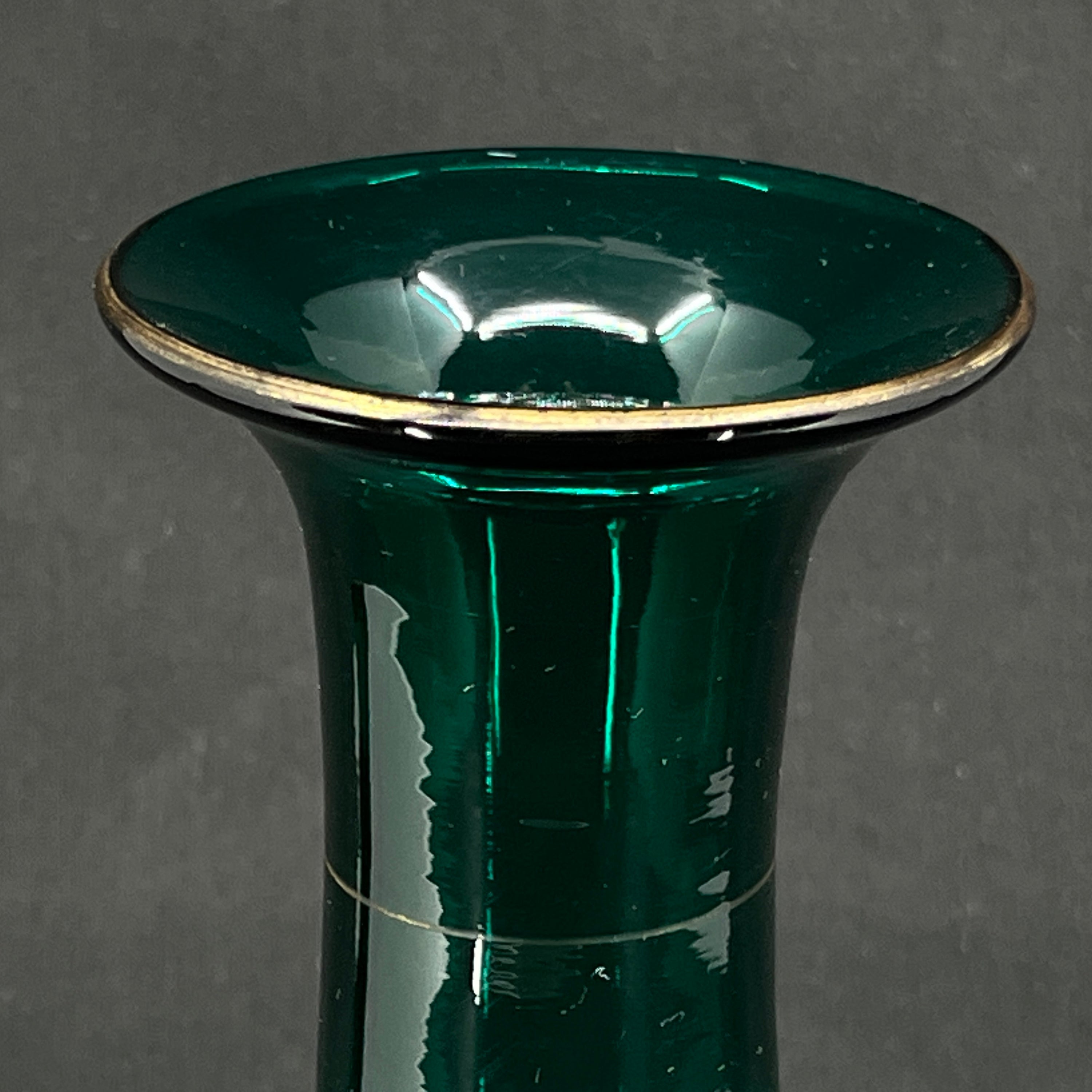Green hyacinth glass from Holmegaard with gold - baluster-shaped