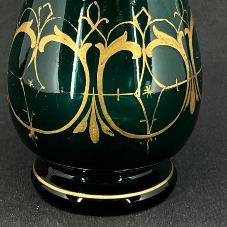 Green hyacinth glass from Holmegaard with gold - baluster-shaped