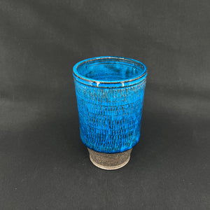 Kähler vase med blå glasur, 15 cm.