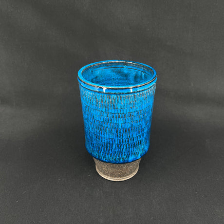 Kähler vase med blå glasur, 15 cm.