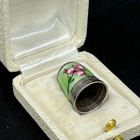Thimble in silver and enamel in box