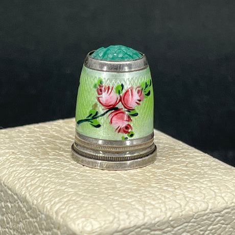 Thimble in silver and enamel in box