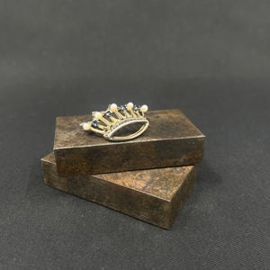 Brooch - crown with pearl and blue stones