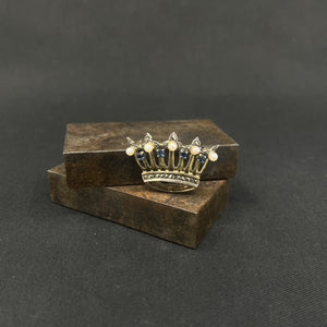 Brooch - crown with pearl and blue stones