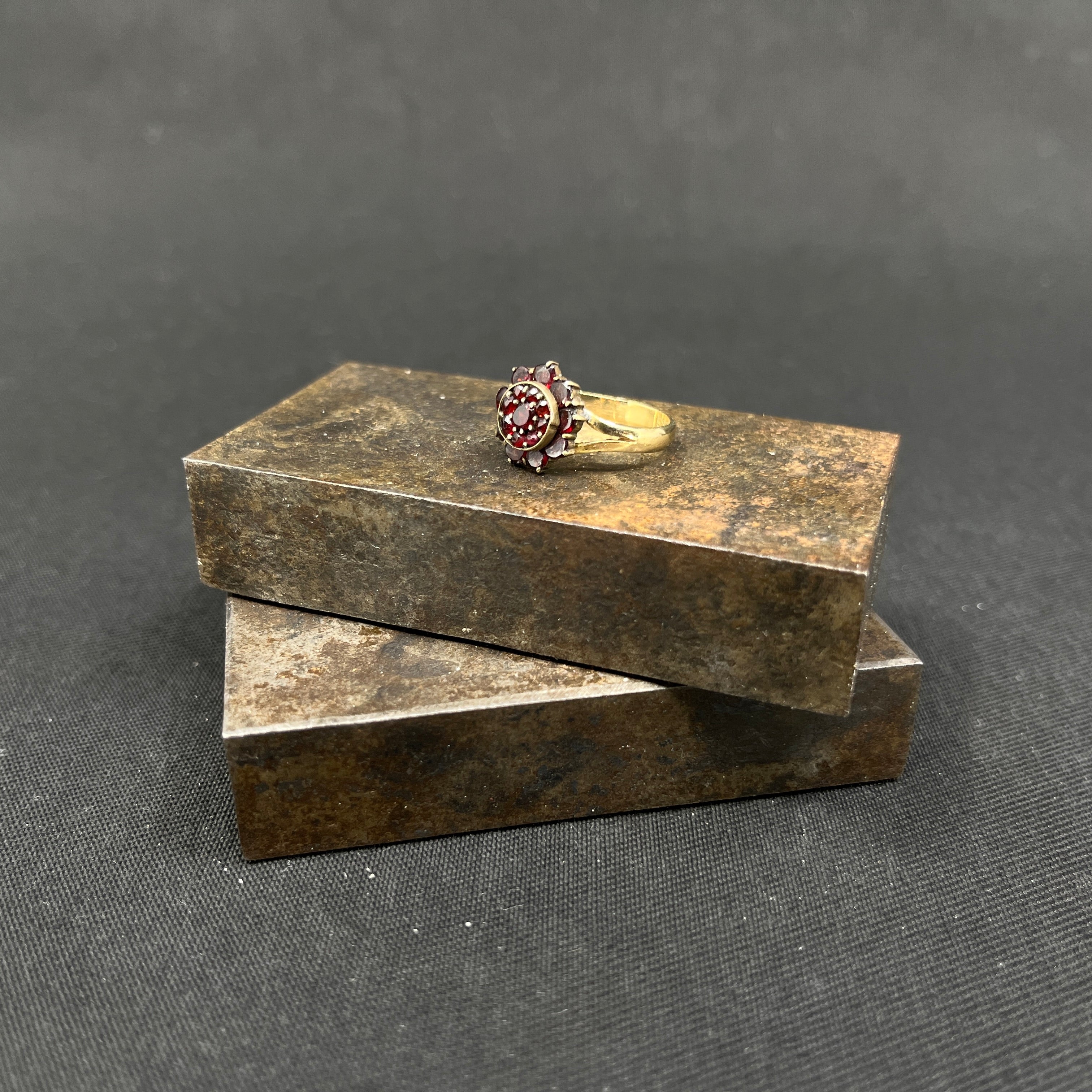 Gold ring with garnets