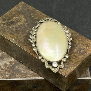 Brooch with marcasites and mother-of-pearl