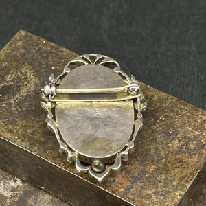 Brooch with marcasites and mother-of-pearl