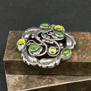 Georg Jensen broche med grønne stene, No. 159