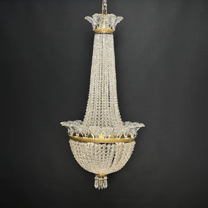 Beautiful crystal chandelier from the 1910s–1920s – pearls on string