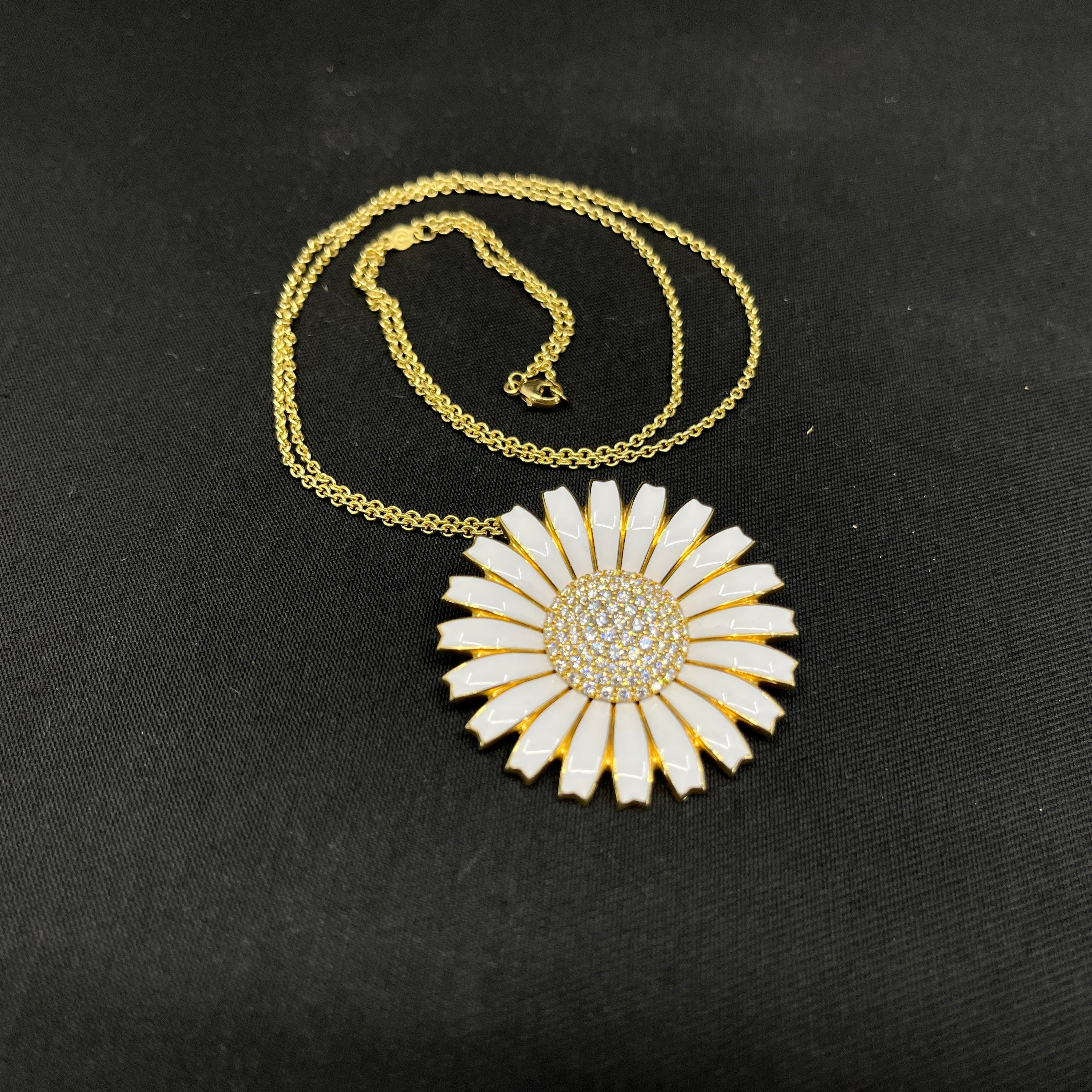 Hvid Georg Jensen Daisy - 18 karat guld og diamanter