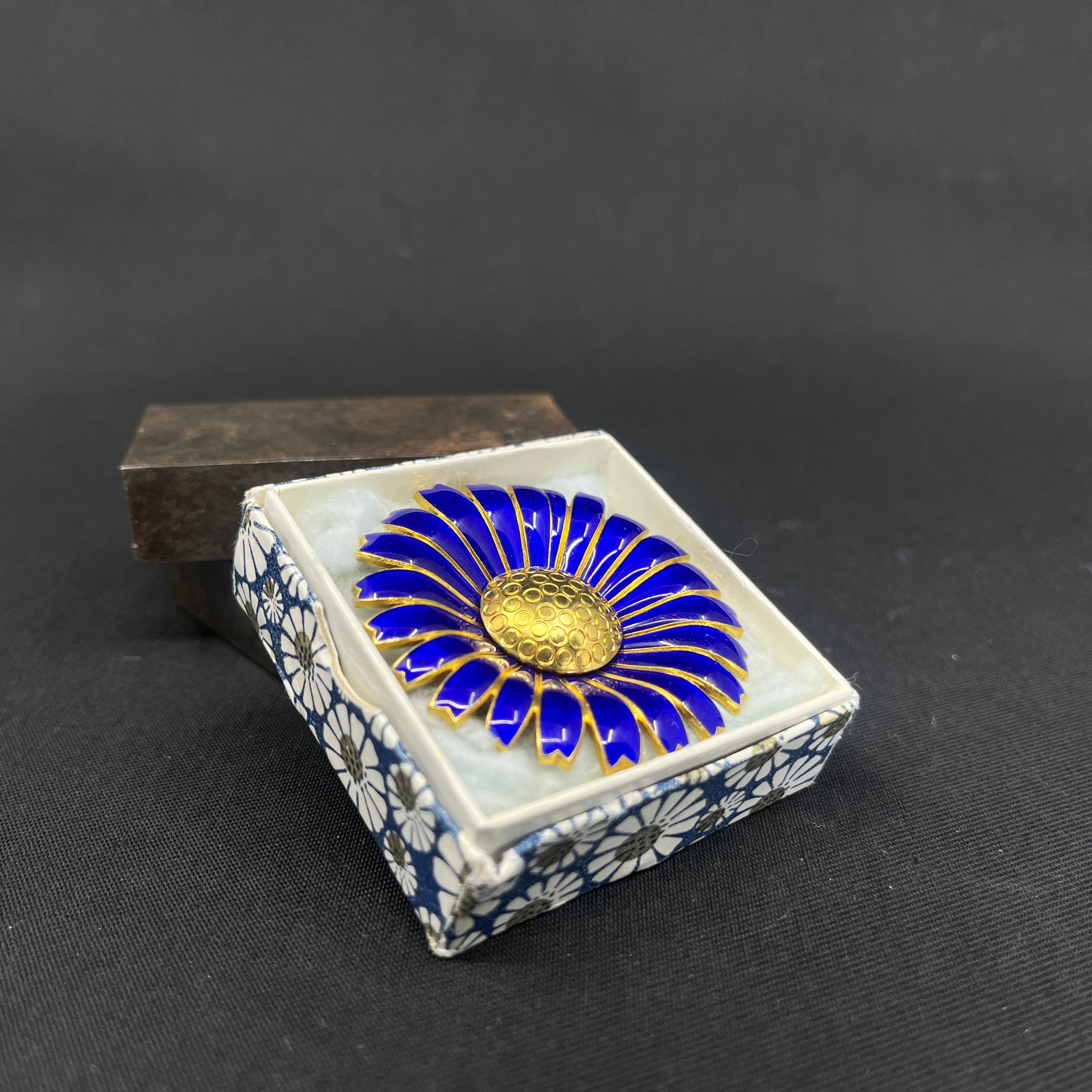 Original Anton Michelsen Marguerite broche - Mørkeblå