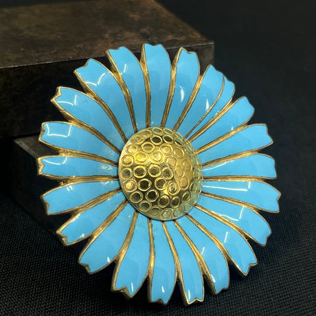 Original Anton Michelsen Marguerite broche - Lyseblå