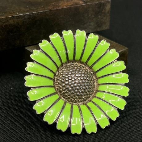 Grøn Marguerit broche - Bernhard Hertz