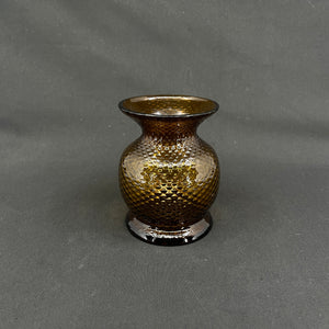Rav hyacintglas med ternet optik fra Fyens Glasværk, model fra 1910