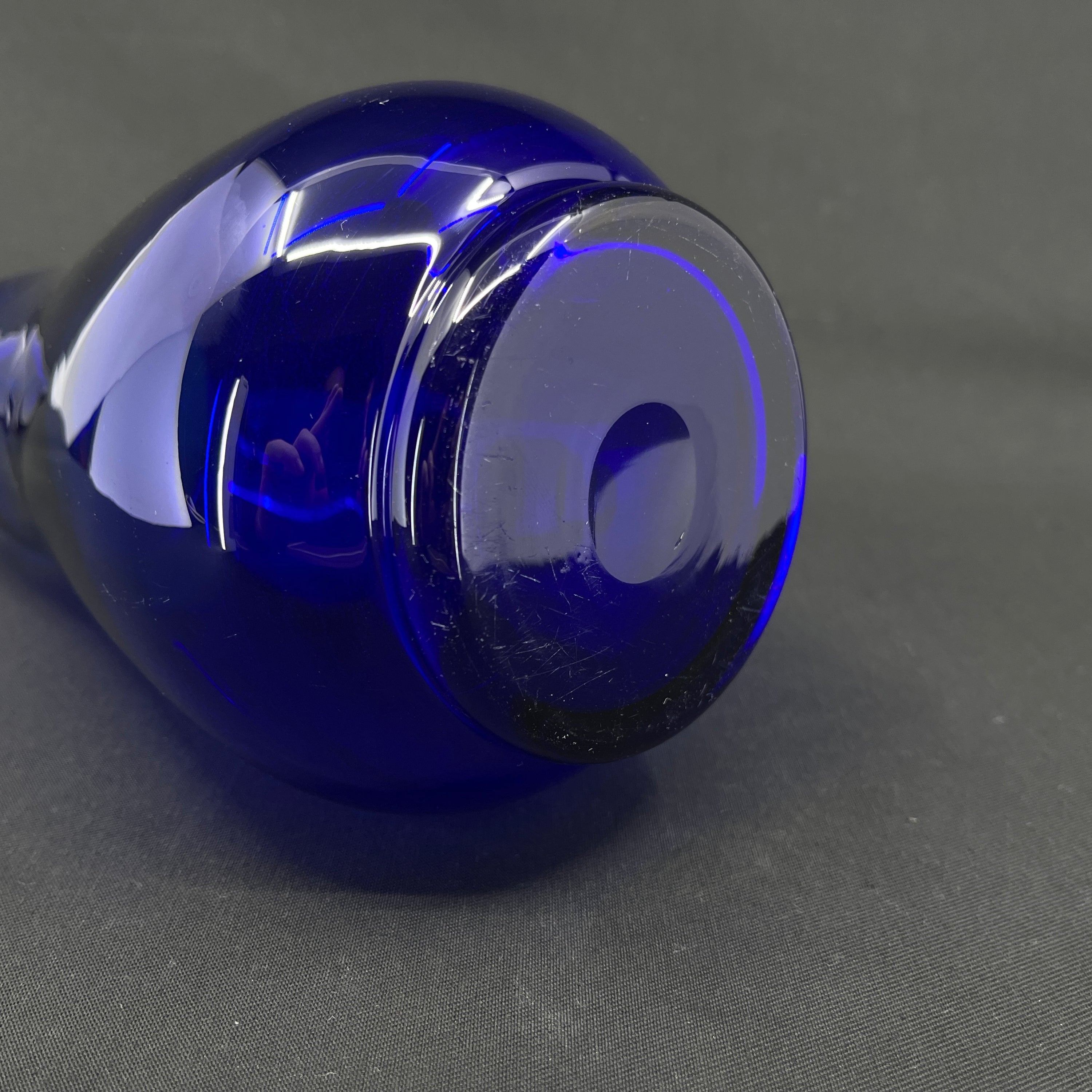 Holmegaard blå glaskande, 21 cm.