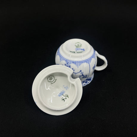 Blue Fluted Half Lace mustard pot, 1/744