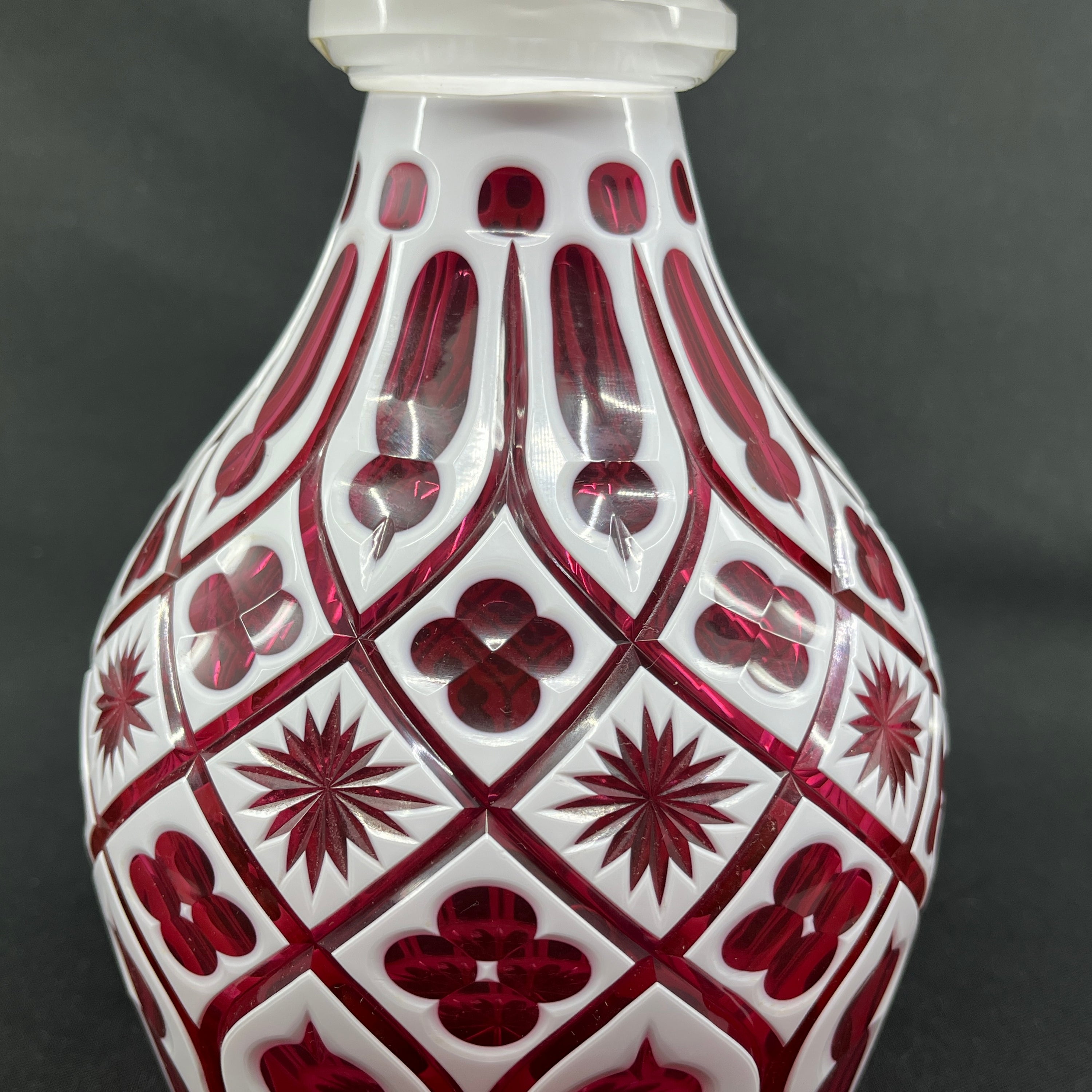 English carafe in cranberry glass from the 1860s