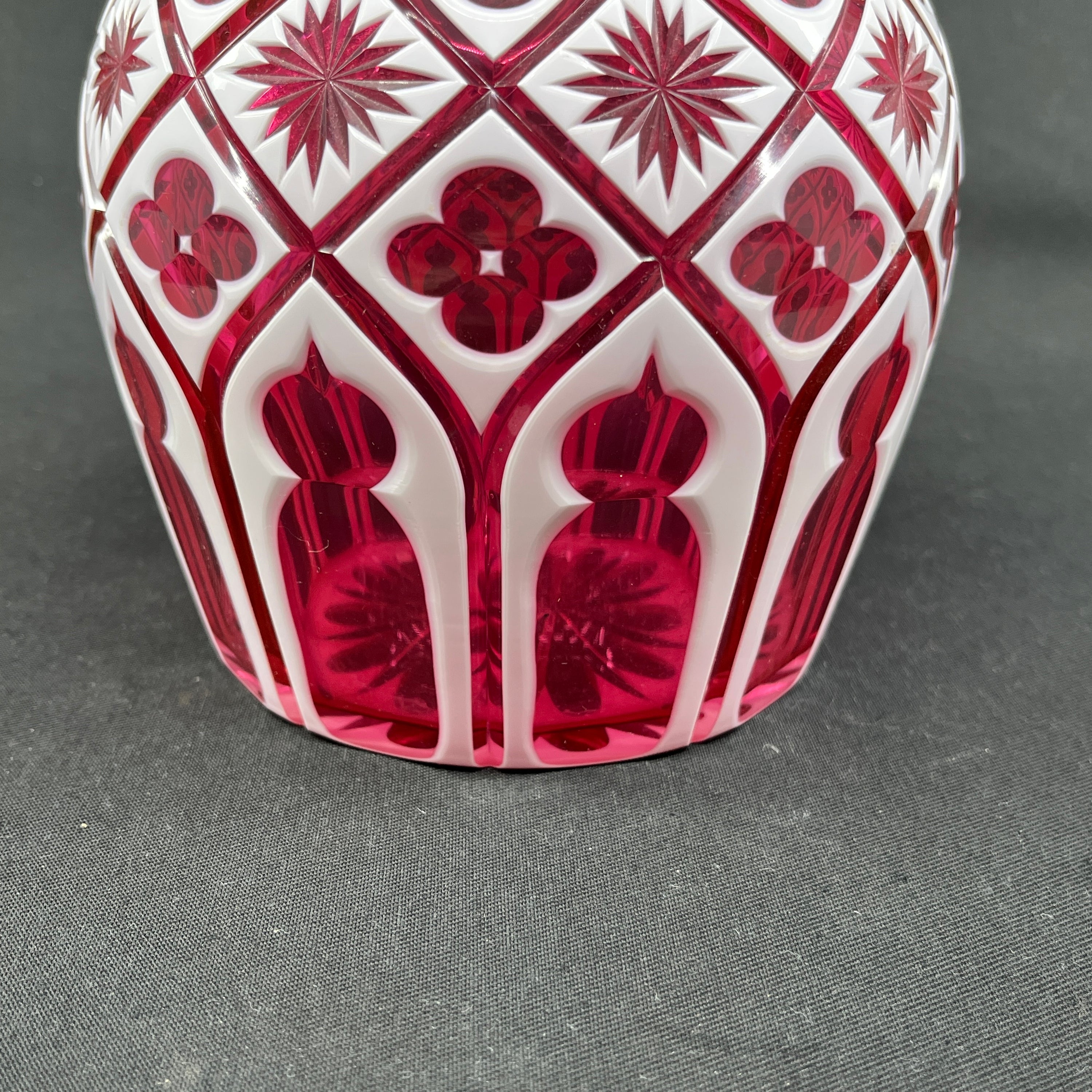 English carafe in cranberry glass from the 1860s