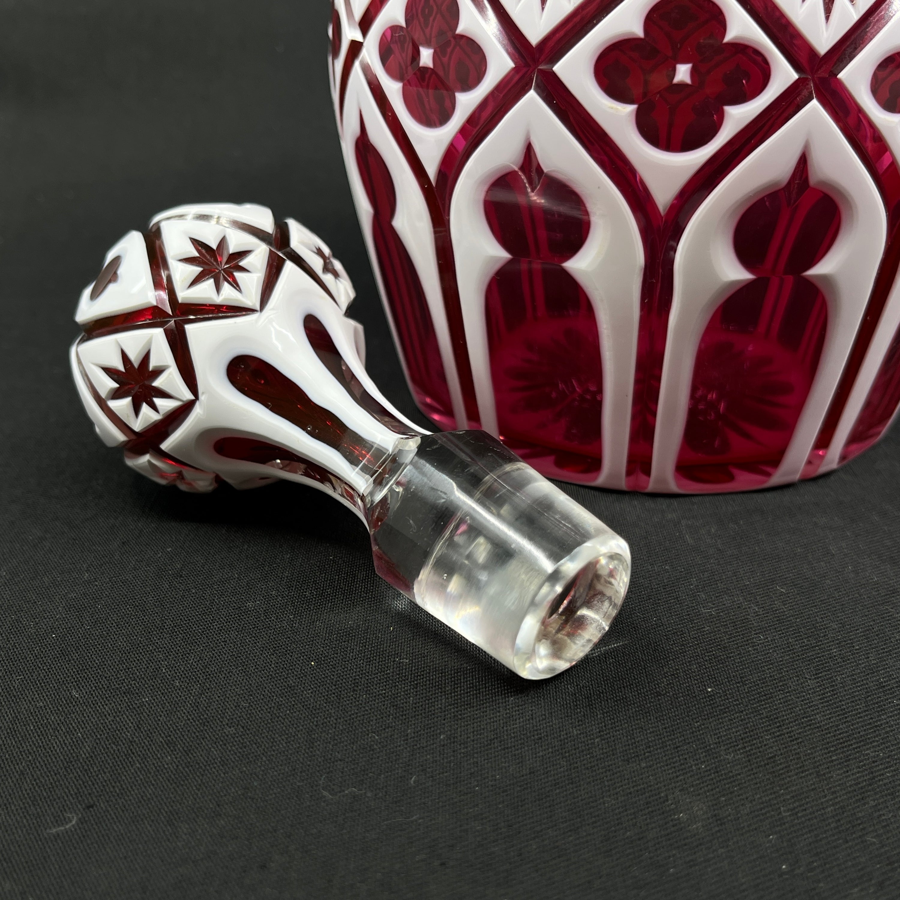 English carafe in cranberry glass from the 1860s