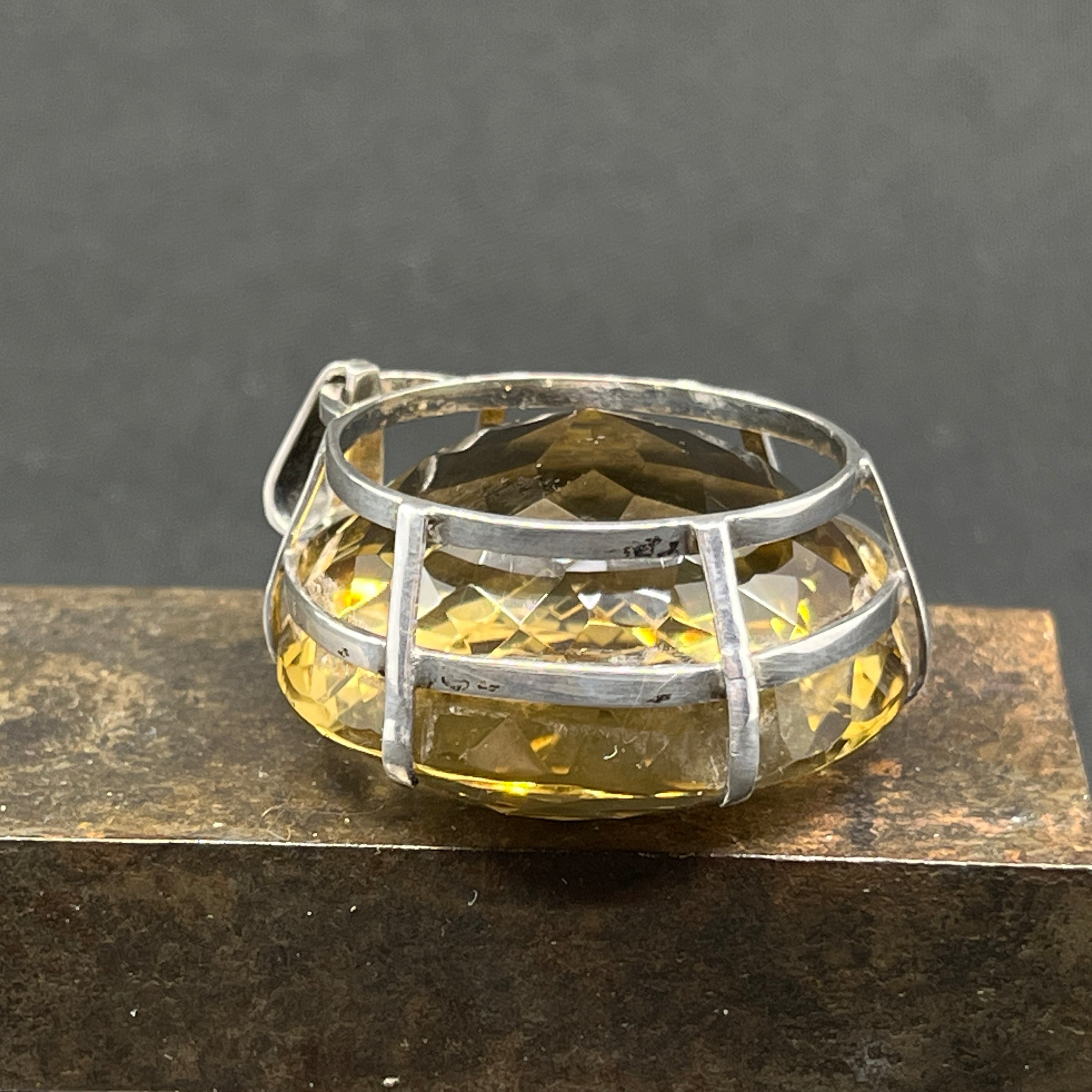 Large brilliant cut golden citrine pendant