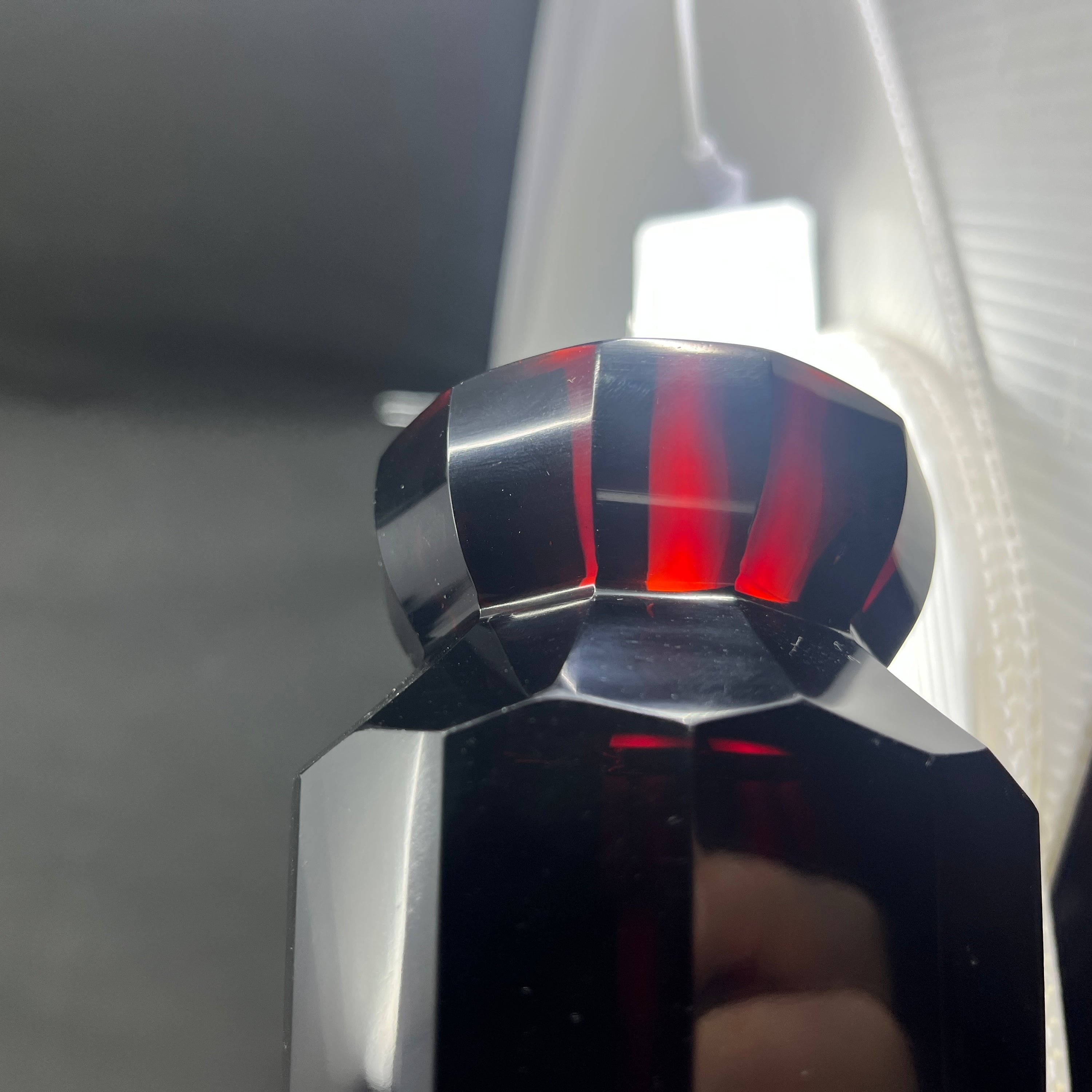 Ruby red art deco vase, 14 cm.