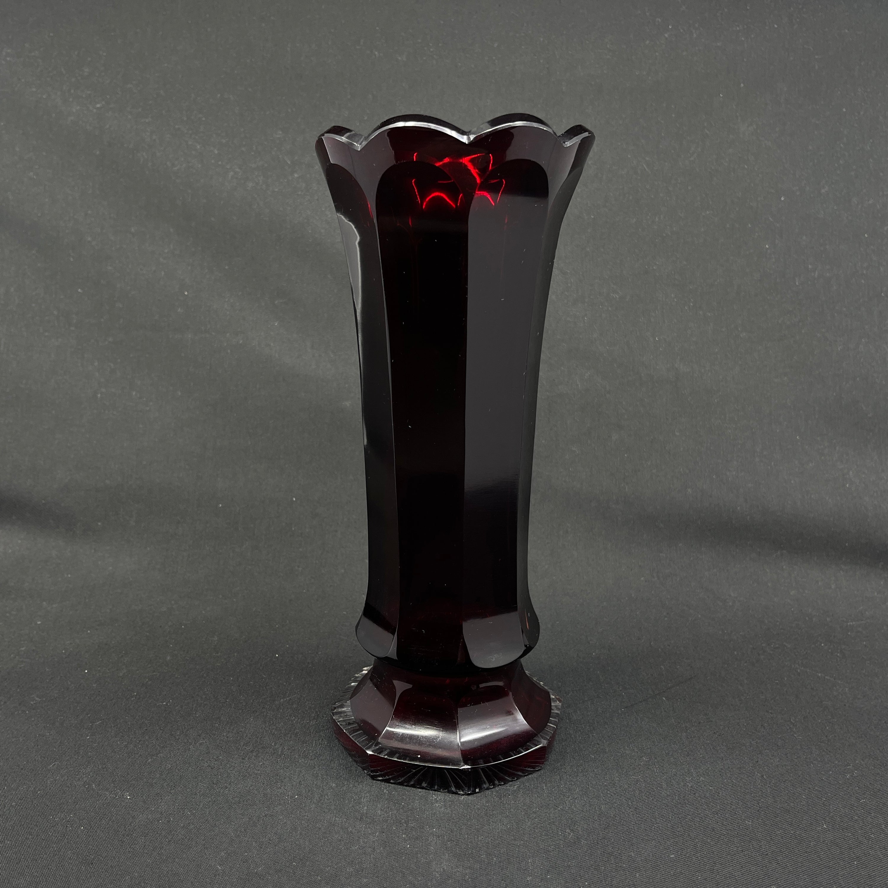 Tall ruby red vase from the 1950'ish
