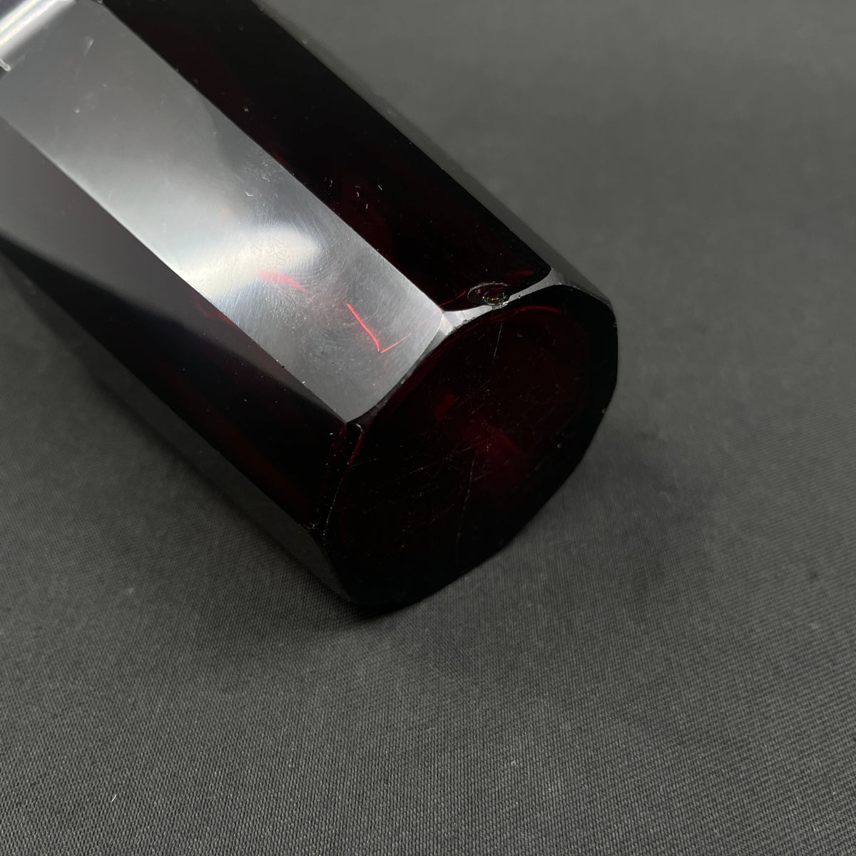 Ruby red art deco vase, 13 cm.