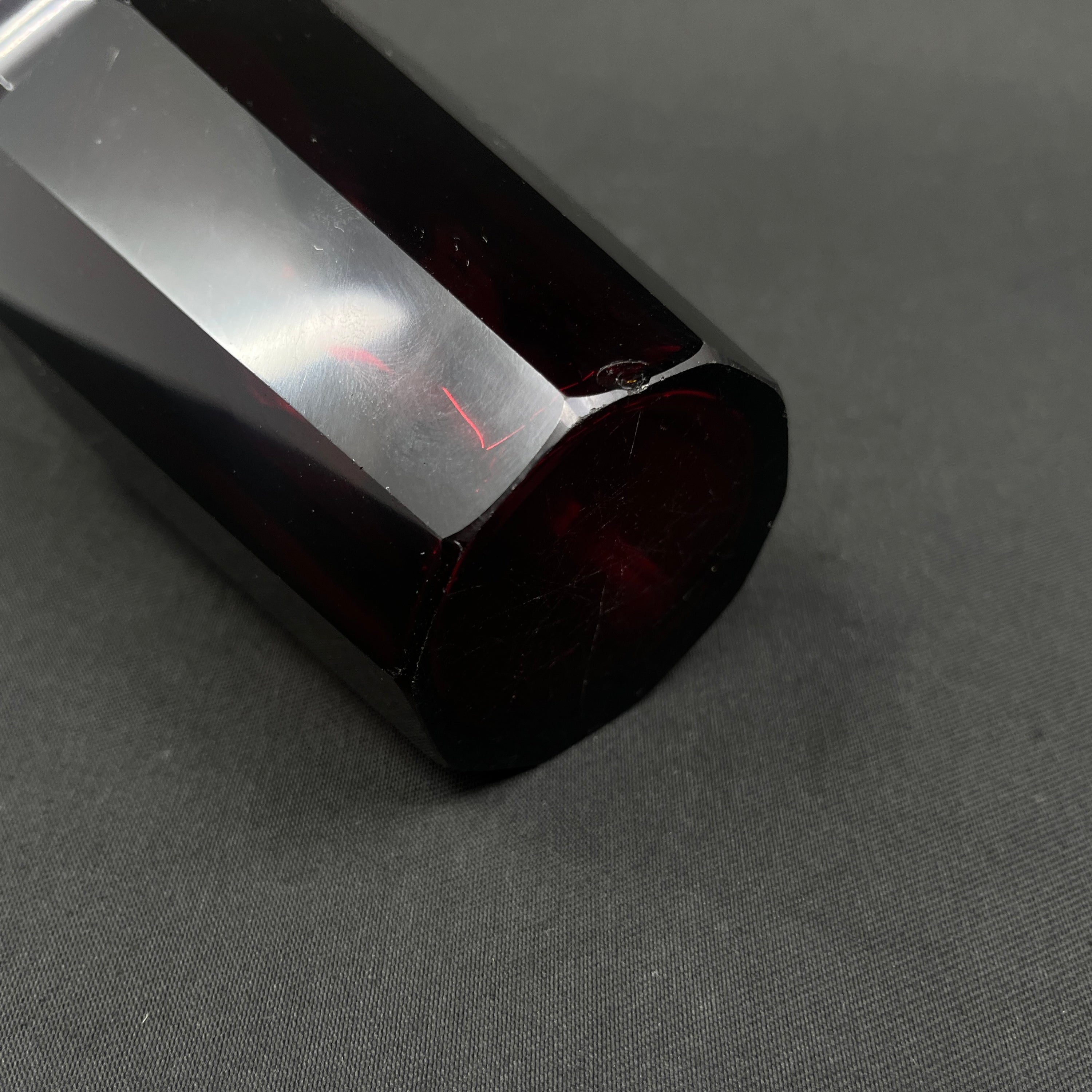 Ruby red art deco vase, 13 cm.