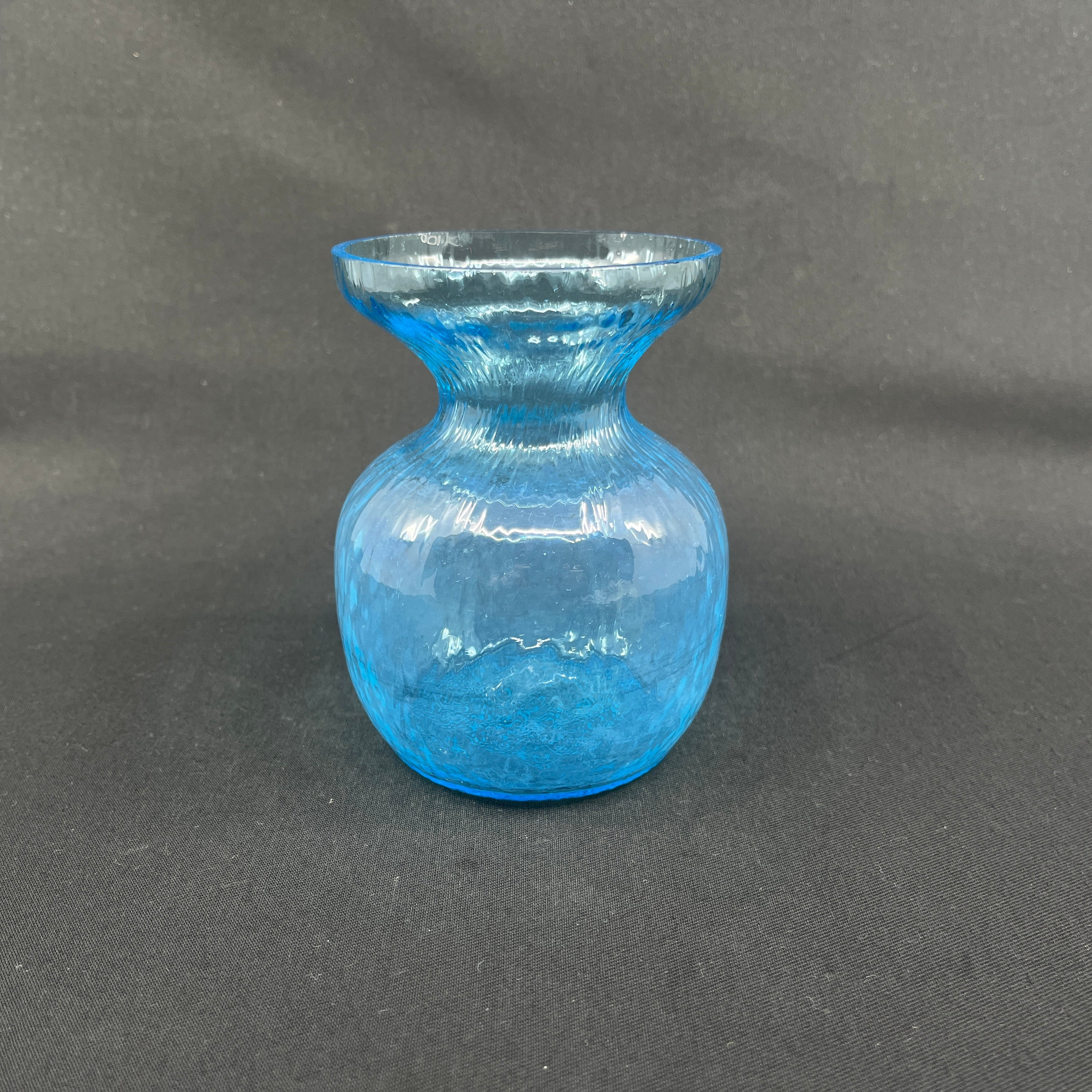 Søblåt hyacintglas med optik fra Fyens Glasværk, model fra 1910