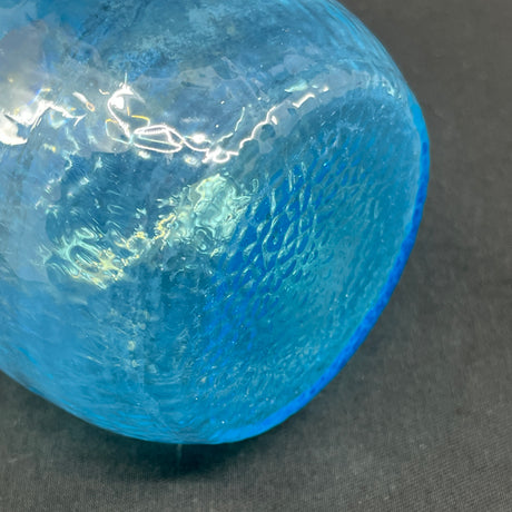Søblåt hyacintglas med optik fra Fyens Glasværk, model fra 1910