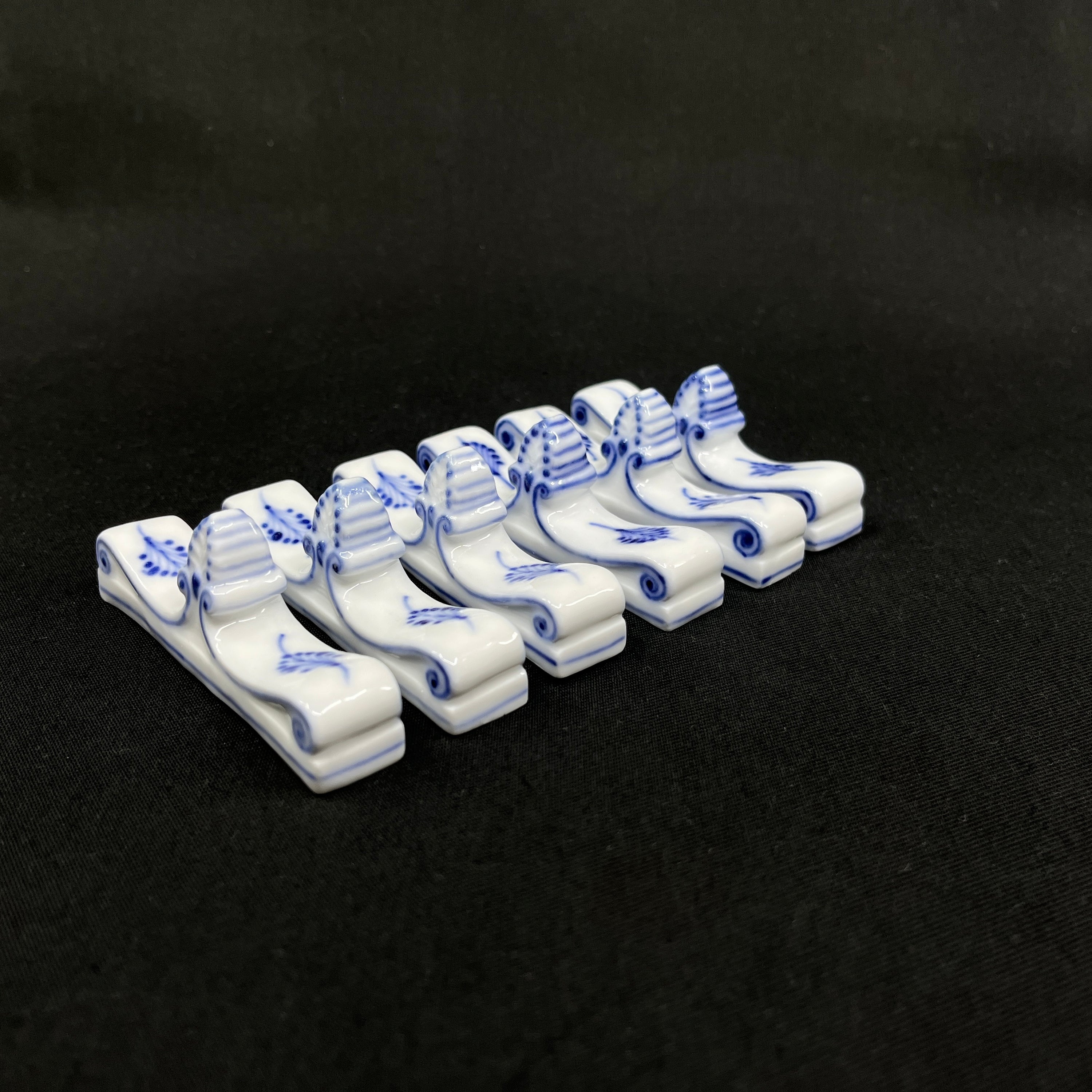 6 Musselmalet Riflet knivstol fra 1880'erne