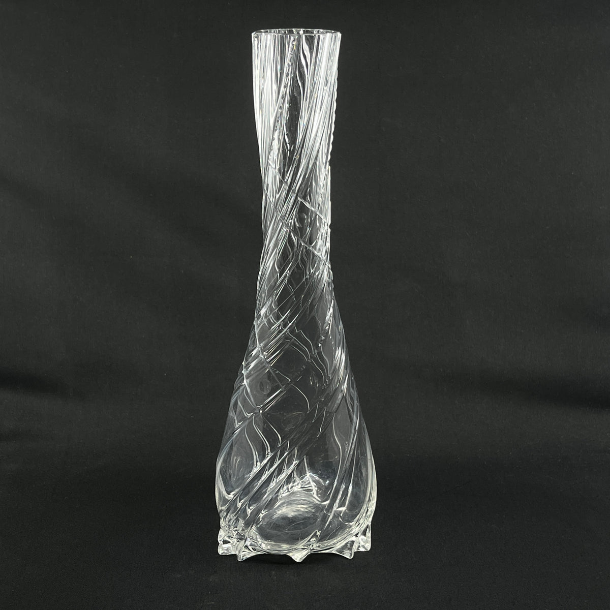 A twisted vase from the 1950s with numerous cuts