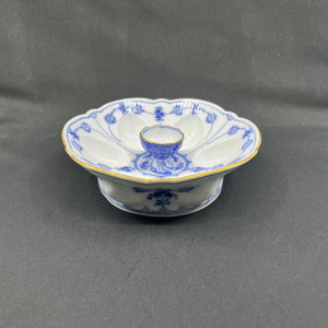 Rare Blue Fluted Egg Bowl with Gold