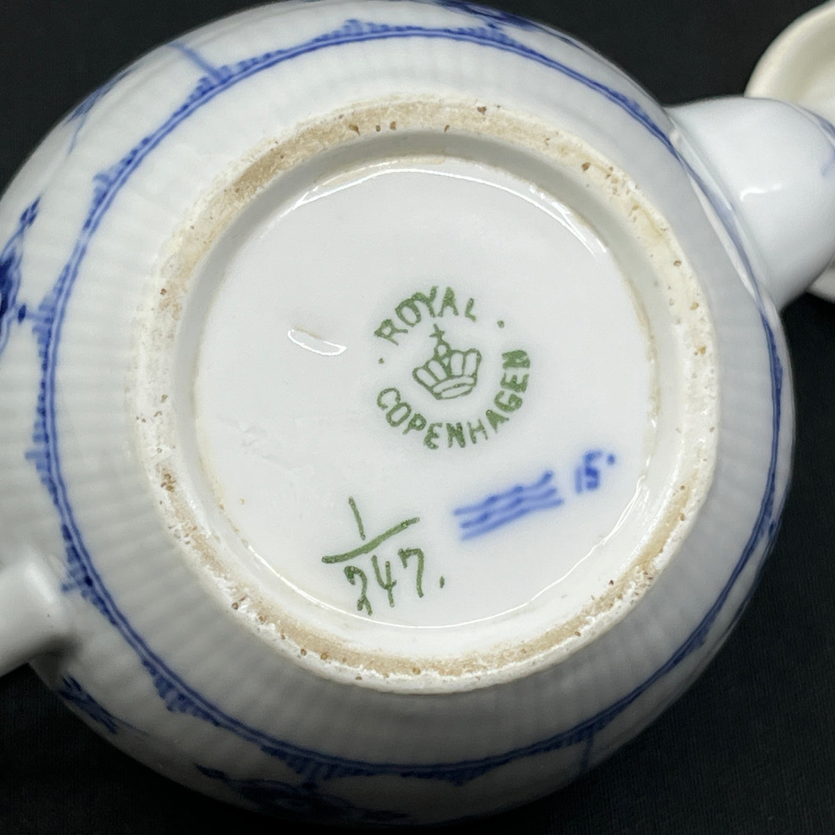 Small rare Blue Fluted Plain teapot, 1/247