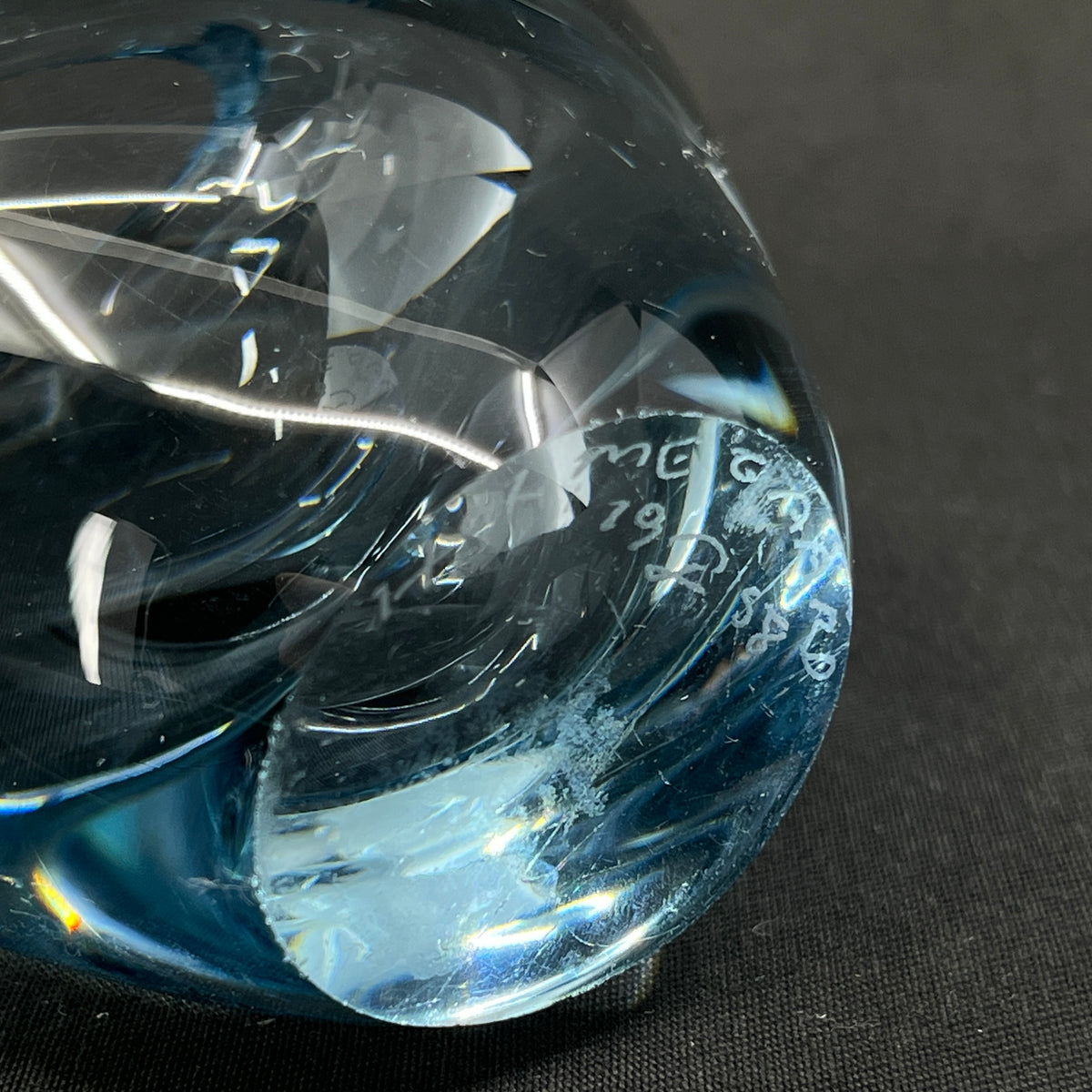 Aqua blue heart vase from Holmegaard, 9 cm.